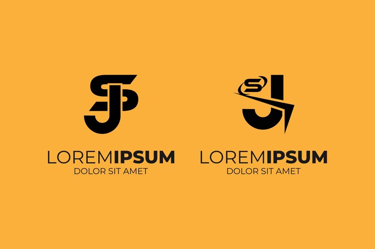 Vector sj o js letra modelo de icona vectorial de diseño de logotipo moderno