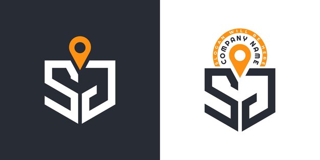 SJ Ubicación Logo Bundle Carta SJ Logo Iconos de doble vector para el reclutamiento y la navegación