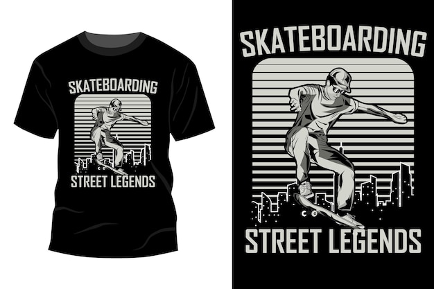 Skateboarding street legend camiseta diseño de maqueta silueta