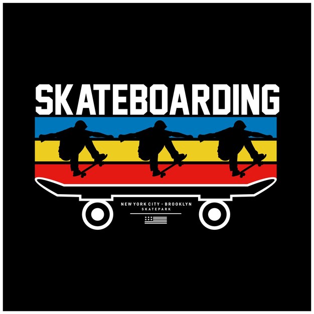 skateboarding tipografía elegante gráfico de camiseta ilustración vectorial