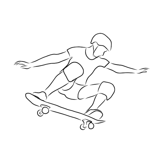 Skater haciendo un truco de salto ilustración de vector de baja poli