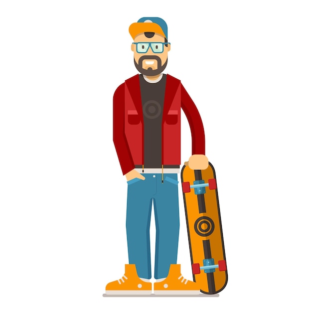 Skater Hipster Hombre con barba