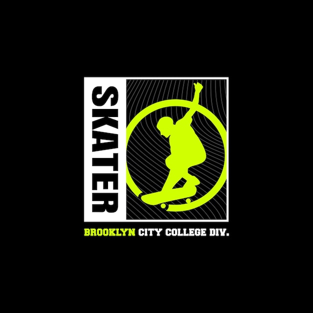 Skater tipografía camiseta diseño vector ilustración.