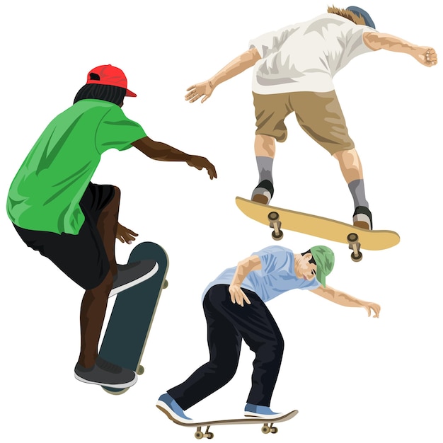 Vector skaters en blanco