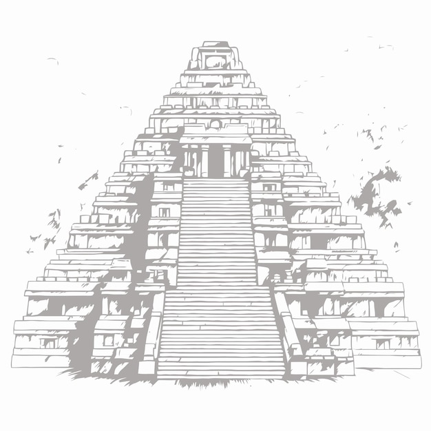 Vector skech del templo aislado sobre fondo blanco.