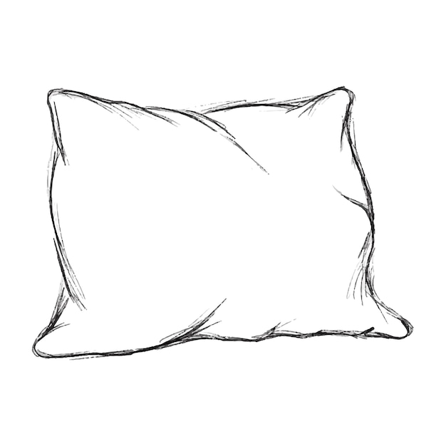 Sketch almohada dibujo a lápiz negro aislado en blanco