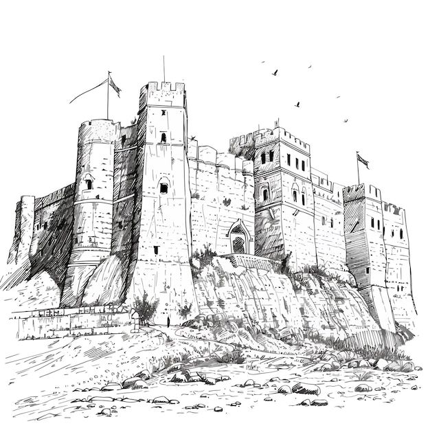 Vector sketch_balck_y_blanco_el_alhambra_vector