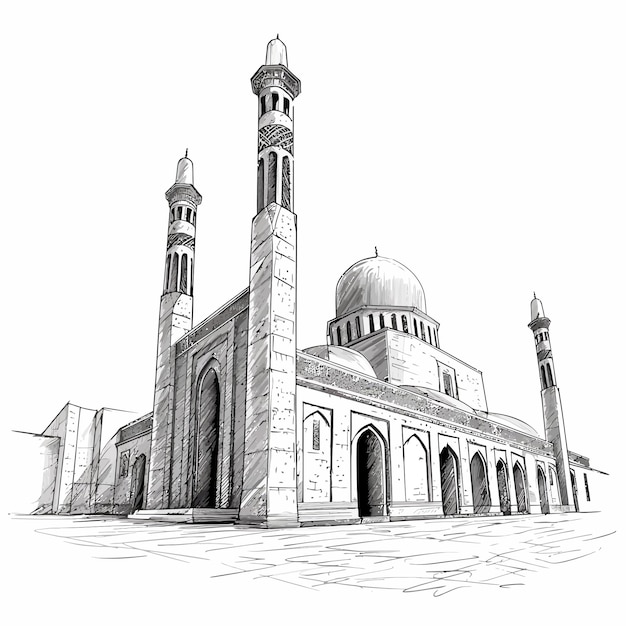 Vector sketch_balck_y_white_taj_mahal_vector