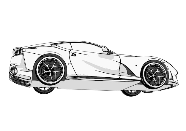 Sketch coche deportivo rápido vector