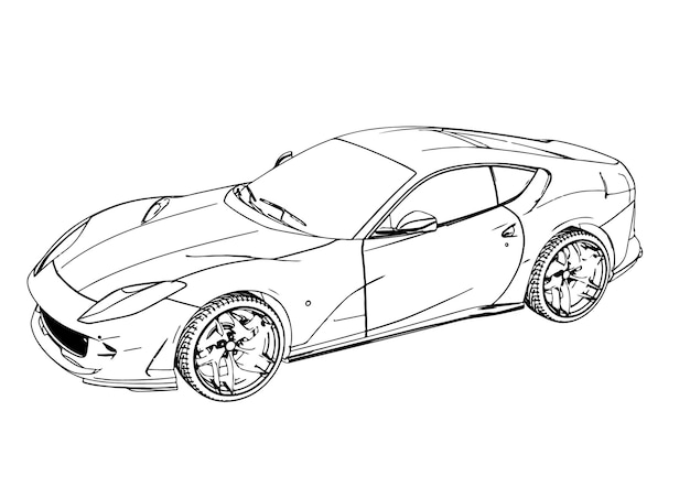 Sketch coche deportivo rápido vector