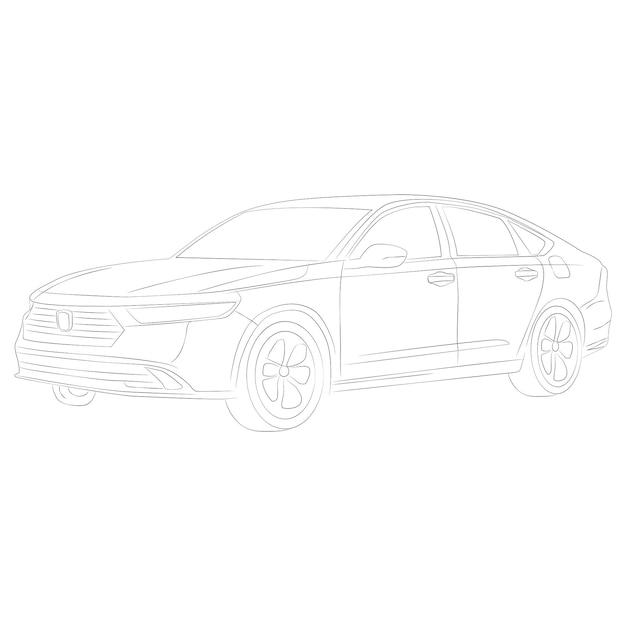 Sketch del libro de colorear del contorno de la línea de automóviles del sedán 2024