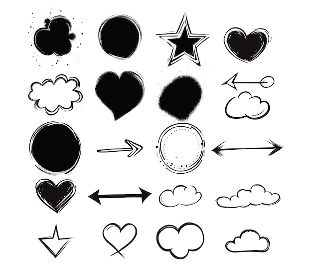 Sketch línea elemento flecha estrella forma de corazón dibujo a mano dibujado boceto estilo boceto círculo nube discurso