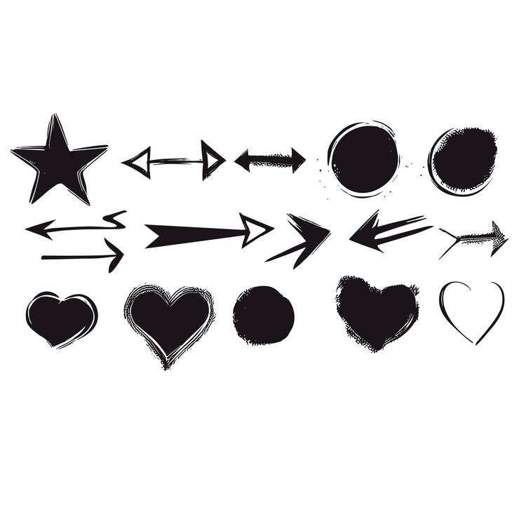 Vector sketch línea elemento flecha estrella forma de corazón dibujo a mano dibujado boceto estilo boceto círculo nube discurso