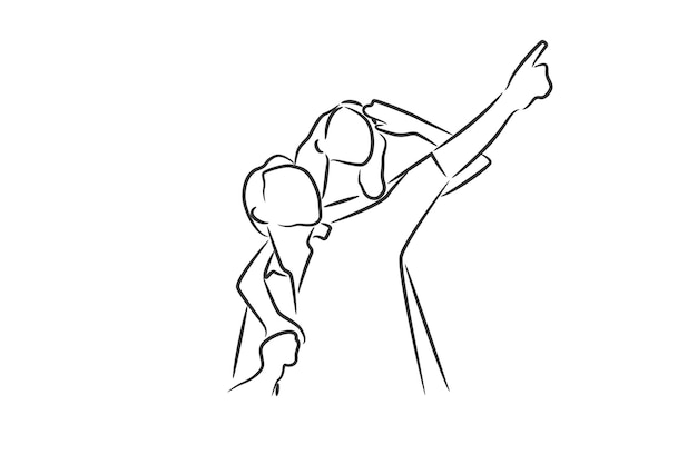 Sketch Shilouette Arte de línea única continua de una línea dibujada a mano
