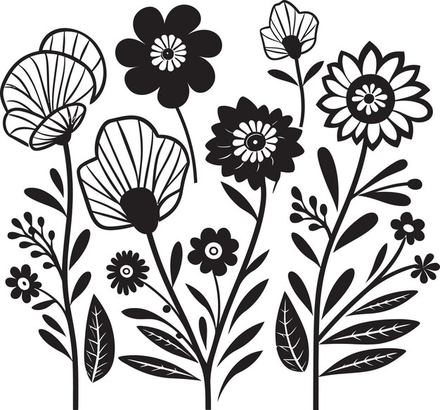 Vector sketchy petal charm doodle icon flower floral sketch art logotipo de doodle negro (logotipo de dibujo floral con pétalos dibujados)