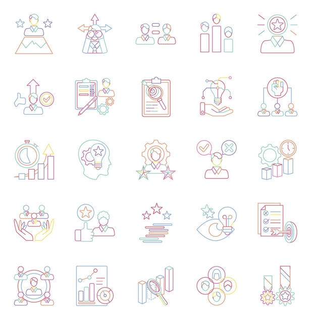 Skillocracy 25 paquete de iconos en el estilo de la línea lúdica