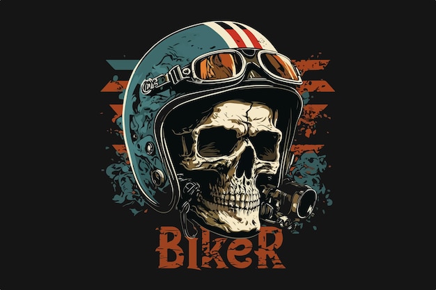 Skull Biker Vector ilustración para camiseta