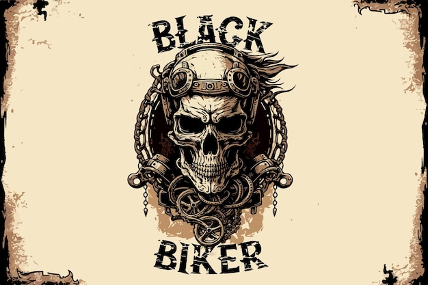 Skull biker vector ilustración para camiseta
