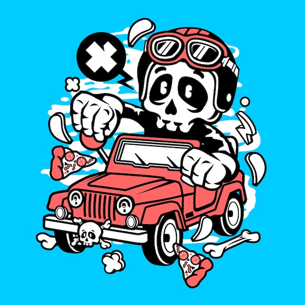 Skull jeep cartoon