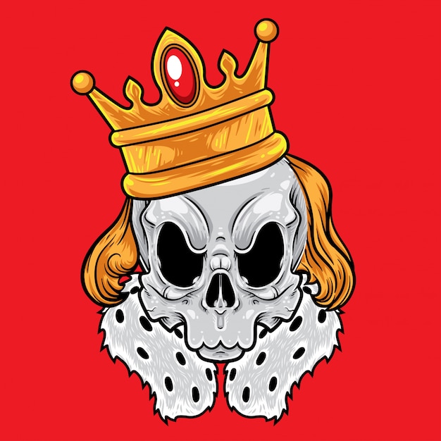 Vector skull king cartoon