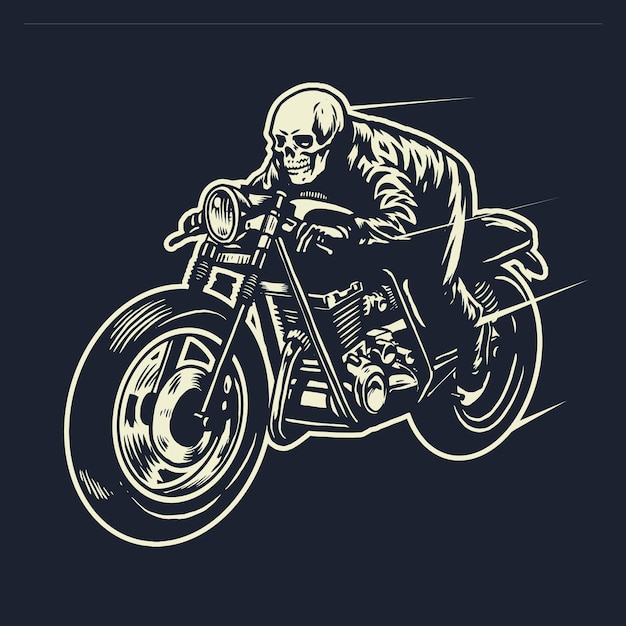 Skull monta la motocicleta cafe racer