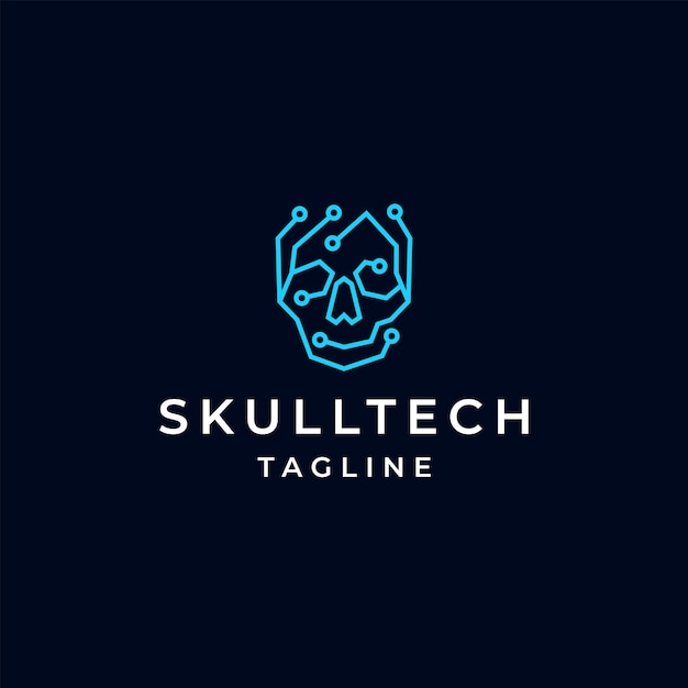 Skull tech logo icono diseño plantilla vector plano