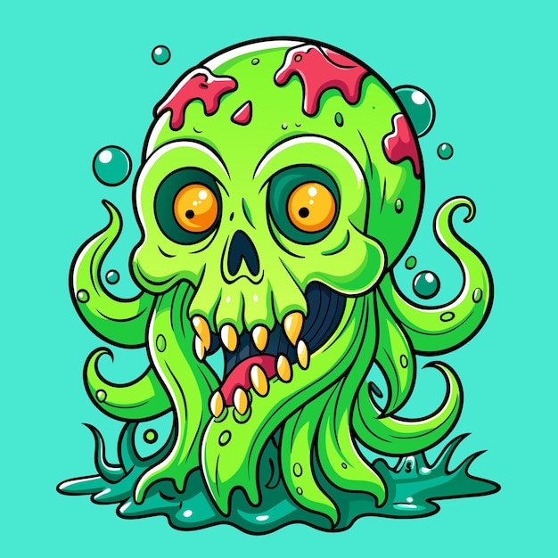 Skull Zombie Octopus Slime Vector para gráficos estacionales