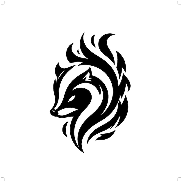 Skunk en el tatuaje tribal moderno arte de líneas abstractas de animales contorno minimalista vector