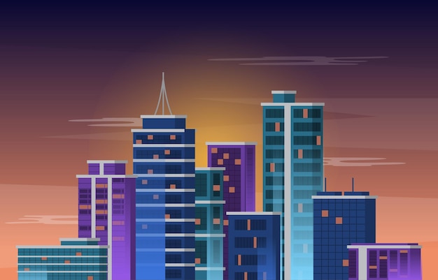 Sky City Building Construction Paisaje urbano Skyline Business Ilustración