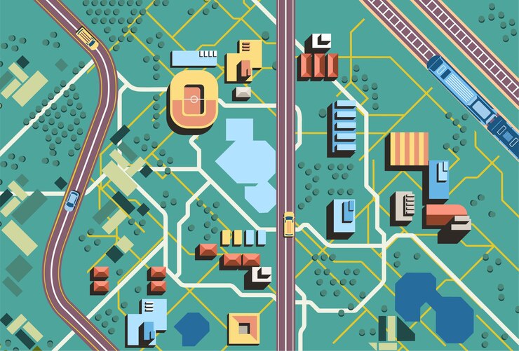 Sky View of Traffic en la ilustración de la ciudad