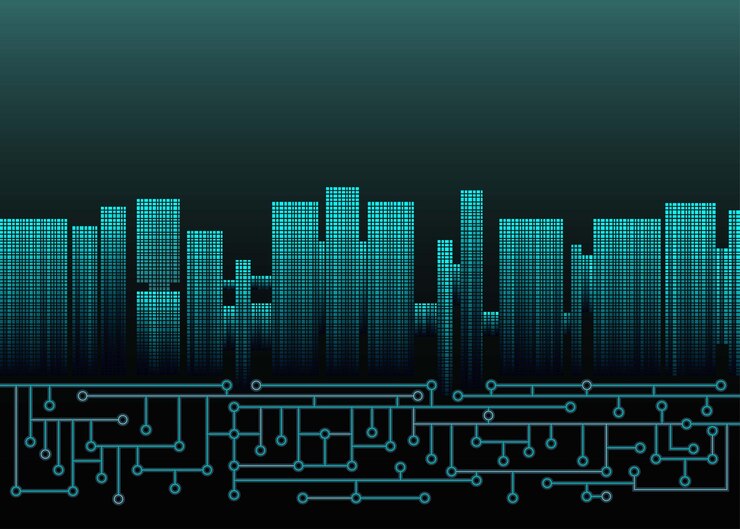 Vector skyfi ciudad virtual abstracta hay espacio para texto ilustración vectorial