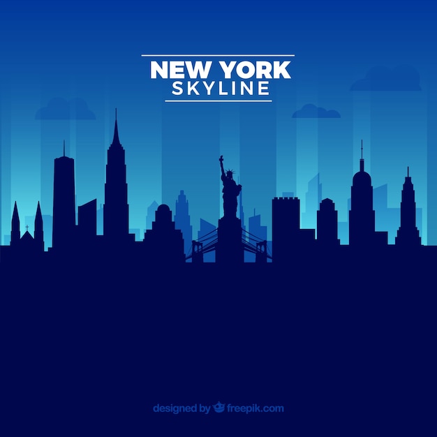 Vector skyline azul de nueva york