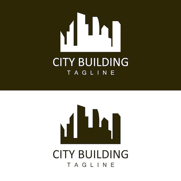 Skyline Logo Diseño moderno simple de rascacielos Vector Paisaje urbano Edificios Icono Silueta Ilustración