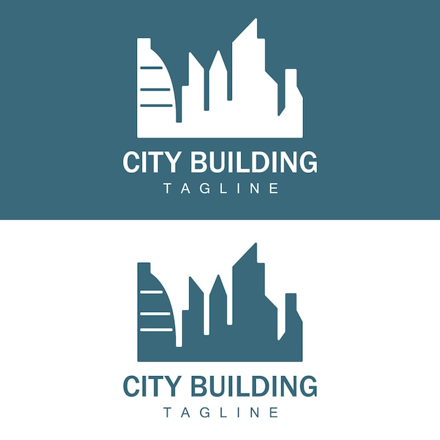 Skyline Logo Diseño moderno simple de rascacielos Vector Paisaje urbano Edificios Icono Silueta Ilustración