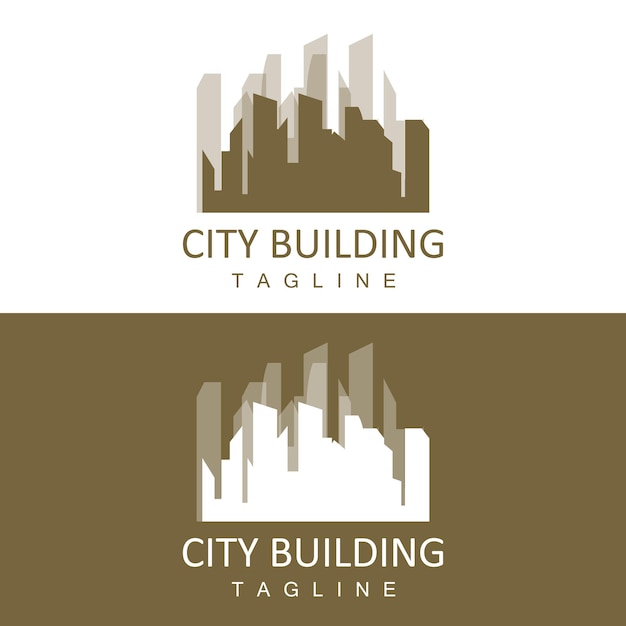 Skyline Logo Diseño moderno simple de rascacielos Vector Paisaje urbano Edificios Icono Silueta Ilustración