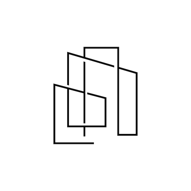 Skyline Logo Diseño moderno simple de rascacielos Vector Paisaje urbano Edificios Icono Silueta Ilustración