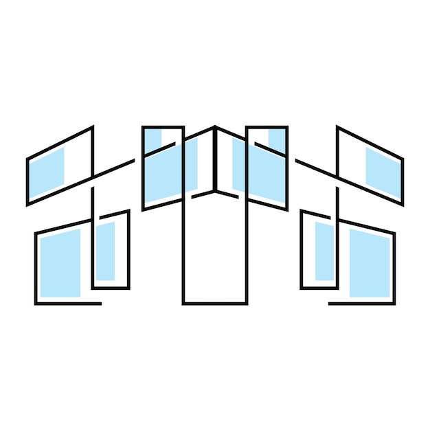 Skyline Logo Diseño moderno simple de rascacielos Vector Paisaje urbano Edificios Icono Silueta Ilustración