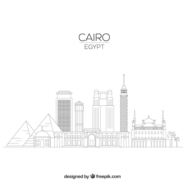 Skyline moderno de el cairo con estilo lineal