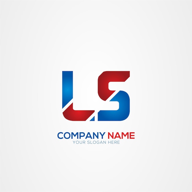 SL Creative Modern Letters Diseño del logotipo Elemento LS rojo y azul