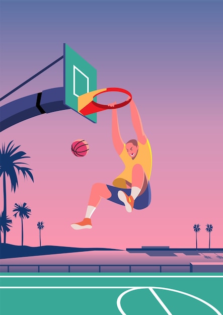 Vector slam dunk basketball