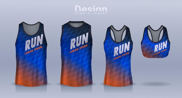 Sleeveless shirt sport design template jersey mockup for Mens and Womens Running singlet
