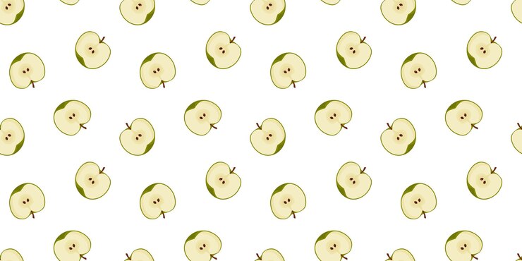Slice de manzanas patrón sin costuras minimalista hermosa ilustración de frutas vectoriales verano brillante naturaleza orgánica comida vegana adecuada para papel tapiz textil