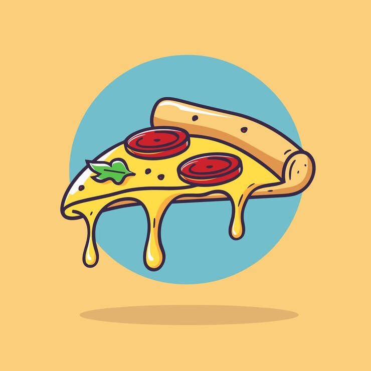 Slice Of Pizza icona vectorial de dibujos animados logotipo de comida rápida ilustración de dibujes animados planos