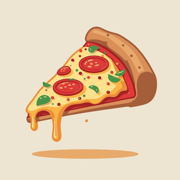 Slice Of Pizza Ilustración vectorial de dibujos animados Concepto de comida rápida Vector aislado