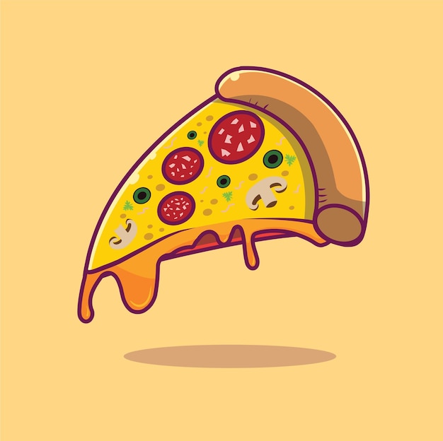 Slice pizza dibujos animados vector icono ilustración comida objeto icono concepto aislado premium vector