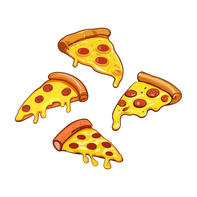 Slice de pizza con picaduras de queso Ilustración vectorial