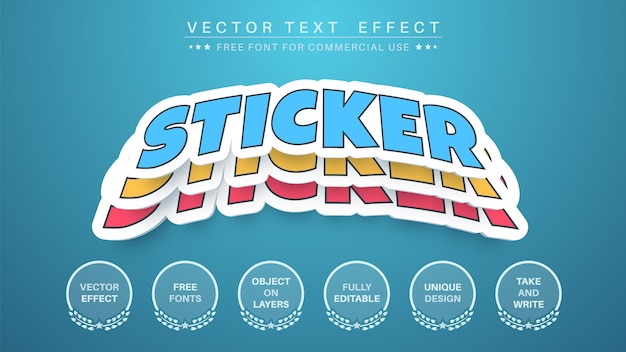 Vector slice sticker editar efecto de texto estilo de fuente editable