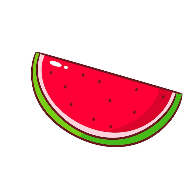Vector slice watermelon cartoon vector fruit summer concept design ilustración estilo dibujado a mano