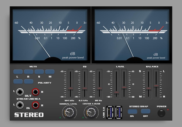 Vector sliders de mezclador de sonido elementos de interfaz para programas de música y aplicaciones para dj concept player