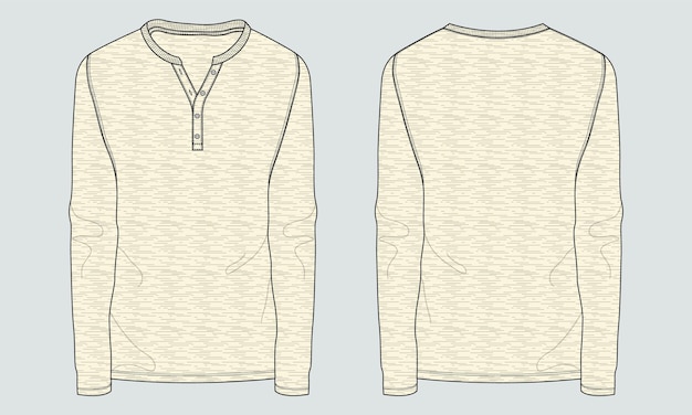 Slim fit camiseta de manga larga planas de moda técnica plantilla de ilustración de vector de color blanco.